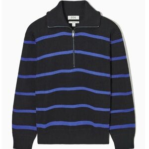COS 100% cotton blue and black striped sweater